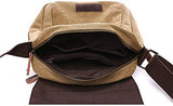 Sechunk Middle Vintage Canvas Messenger Cross body bag Shoulder bag (m_Khaki, middle)