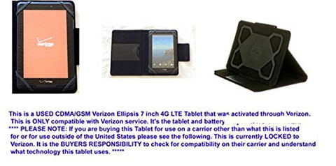 Ellipsis 7 4G Lte Used Tablet By Verizon-Locked & M-Edge Universal Stealth Used Travel Case &