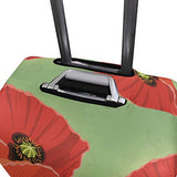 GIOVANIOR Poppies Flowers Green Background Luggage Cover Suitcase Protector Carry On Covers