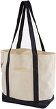 Zuzify Organic Cotton Canvas Boat Tote Bag. Ou1091 Os Natural / Black