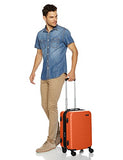 AmazonBasics Hardside Carry On Spinner Travel Luggage Suitcase - 21 Inch, Orange