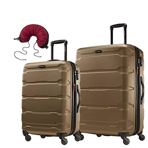 Samsonite Omni PC 2 Piece Bundle 24 and 28 Spinner With Travel Pillow (Bronze)