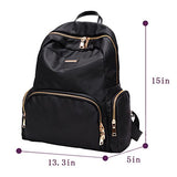 ABage Women's Nylon Backpack Chic Water Resistant Travel College Backpack Schoolbag, Black