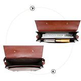 ECOSUSI Women Briefcase Vintage Crossbody Messenger Bag PU Leather Satchel Purse, Coffee