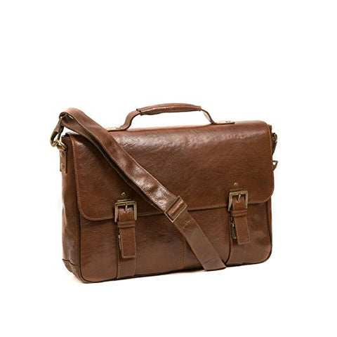 Boconi Becker Flap Dispatch, Leather Business Laptop Briefcase in Whiskey