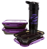 6 Pack Fitness Insulated Meal Prep Bag, Innovator 300 Black/Neon Purple (3 Meal) w/Bonus ZogoSportz Cyclone Shaker