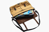 Devil Hunter Handmade Retro 18" Leather-Canvas Laptop Messenger/Satchel Bag
