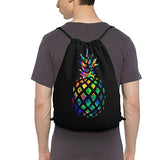 Hitamus Pineapple Drawstring Backpack Bag Lightweight Sport Gym Sackpack Waterproof Yoga Travel Cinch Sack for Men & Women