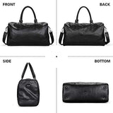 BAIGIO Men's Vintage Duffel Weekend Bag Oversize Travel Tote Faux Leather Overnight Duffle (Black)