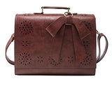 Ecosusi Ladies Pu Leather Laptop Bag Briefcase Crossbody Messenger Bags Satchel Purse Fit 14"