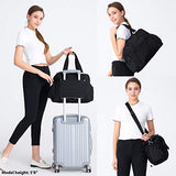 Nylon Travel Tote Cross-body Carry On Bag with shoulder strap (Black)