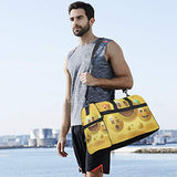 Travel Tote Luggage Weekender Duffle Bag, Cute Egg Smiley Face Illustration Large Canvas shoulder