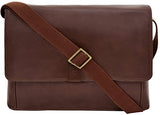 Hidesign Aiden Leather Business Laptop Messenger Cross Body Bag, Brown