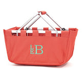 Solid Reusable Shopping Market Tote Basket Craft Sewing Organizer, Coral