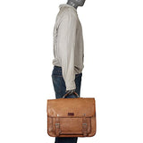 Sharo Leather Bags Wide Laptop Messenger And Brief Bag (Brown)