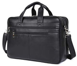 Polare Real Soft Nappa Leather 17" Laptop Case Professional Briefcase Business Bag For Men (Black)