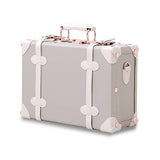 Unitravel Vintage Suitcase PU Little Handbag Cosmetic case Gray 12 inch (Gray)