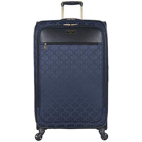 Kenneth Cole Reaction KC-Street 28" Lightweight Softside Jacquard Expandable 4-Wheel Spinner Checked Suitcase, Navy