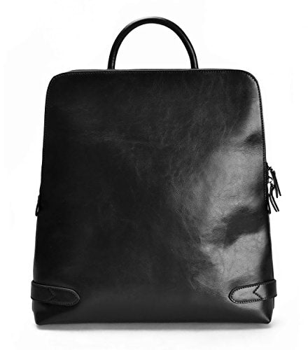 Zlyc Fashion Split Leather 15.6" Laptop Backpack Handbag Tote Messenger Bag Black