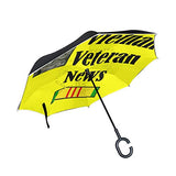 Reverse Umbrella Vietnam Veteran News Windproof Anti-UV for Car Outdoor Use