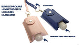 Hand Sanitizer Holder Keychain & Lanyard Carriers 60ml Flip Cap Reusable Empty Hand Sanitizer Bottles Portable Travel Size For Sanitizers Lotion Clips to Purse Travel Bag Diaper Bag (Blush & Navy)