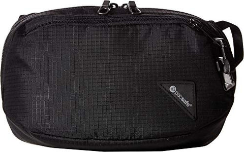 PacSafe Vibe 100-4 Liter Anti Theft Fanny Pack, Fits 7 Inch Tablet, Jet Black Waist, One Size