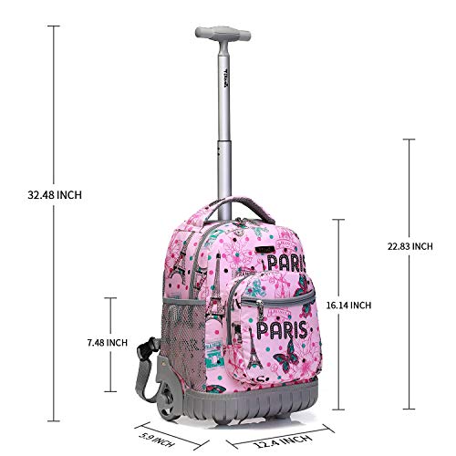 Tilami Rolling Backpack 16 Inch School College Travel Carryon Backpack
