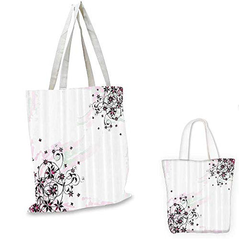 Floral canvas messenger bag Grunge Flower Motif with Swirled Leaves Florets Paintbrush Illustration