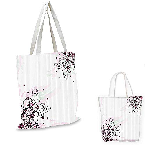 Floral canvas messenger bag Grunge Flower Motif with Swirled Leaves Florets Paintbrush Illustration