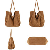 BOBILIKE Women Shoulder Bags Corduroy Bag Handbag Work Bags Schoolbag, Black