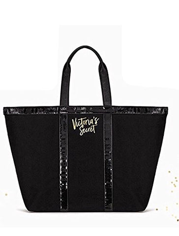 Victoria'S Secret Sparkle Weekender Tote Bag Black Sequins 2017