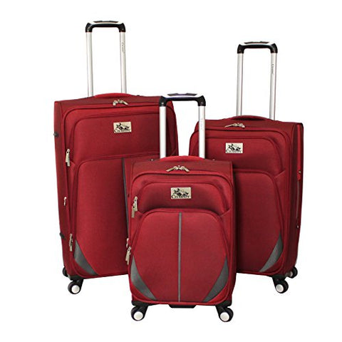 Chariot Imperia 3 Piece Lightweight Upright Spinner Luggage Set, Burgundy, One Size
