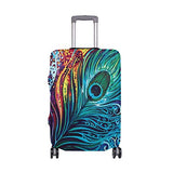 Luggage Cover Vibrant Peacock Feather Suitcase Protector Travel Luggage 18-32 Inch