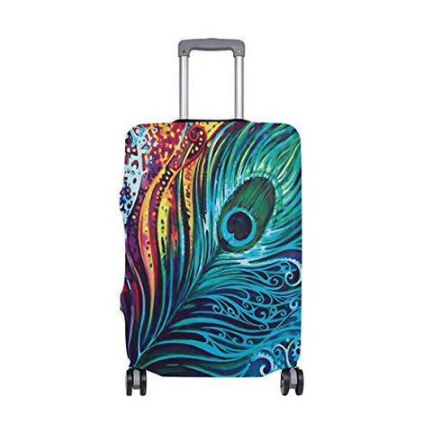 Luggage Cover Vibrant Peacock Feather Suitcase Protector Travel Luggage 18-32 Inch