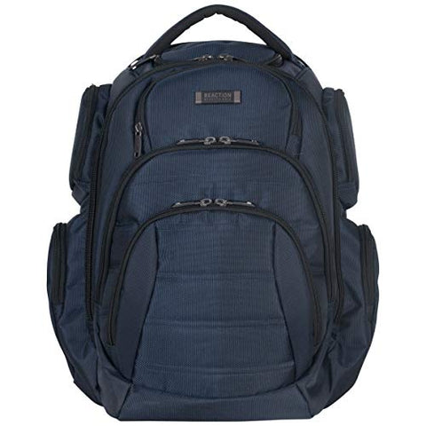 Kenneth Cole Reaction Pack of All Trades 1680d Polyester Double Gusset 17.0” Laptop Backpack, Navy