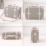 Unitravel Vintage Suitcase PU Little Handbag Cosmetic case Gray 12 inch (Gray)