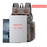 High Capacity Canvas Vintage Backpack - for School Hiking Travel 12-17" Laptop