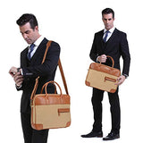 Banuce 14" Laptop Messenger Bag for Men Canvas Leather Business Tote Tablet Shoulder Satchel