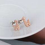 Acxico Hollow out Little Giraffe Pendant Stud Earrings (Rose Gold)