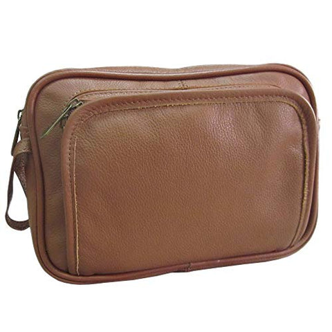 AmeriLeather Leather Travel Toiletry Bag (Brown)