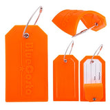 BlueCosto 2 Pack Luggage Tag Label Suitcase Tags Travel Bag Labels w/Privacy Cover - Orange