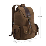 BLUBOON Canvas Vintage Backpack Leather Casual Men Women Laptop Travel Rucksack (Coffee)