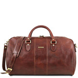 Tuscany Leather Lisbona Travel Leather Duffle Bag - Large Size Brown Leather Travel Bags