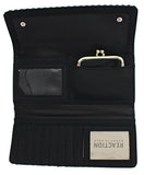 Kenneth Cole Reaction Womens Saffiano Clutch Wallet Trifold W Coin Purse (PRINTED 2 TONE BLACK)