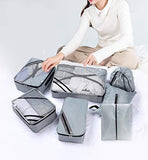 7 Set Packing Travel Organizer with Shoes Bag, Waterproof Mesh Travel Luggage Accessories Packing Cubes Set (Purple-Ba6)