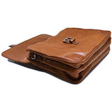 Floto Cortona Roller Buckle Briefcase Messenger Bag in Brown Tempesti Leather