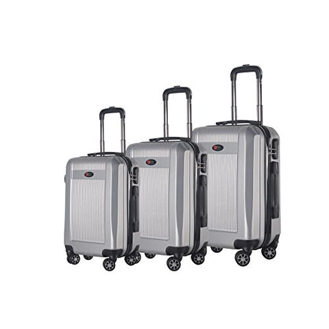 BRIO Luggage 3-Piece Hardside Spinner Luggage Set Silver