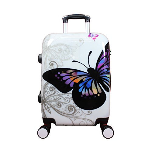 World Traveler 2 Piece Hardside Upright Spinner Luggage Set, Butterfly ...