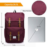 School Backpack,Vaschy Water Resistant Drawstring Laptop Backpack Women For 15.6 Inch Laptop
