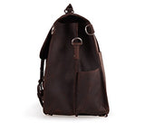 Polare Men'S Full Grain Leather 16'' Briefcase Shoulder Messenger Bag Fit 15.6'' Laptop